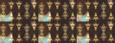 Kahverengi, gri ve bej kar taneleri. Raster illüstrasyonu. Kar tanelerinin soyut arkaplanlı Noel şablonu. Renkler. Noel ve Yeni Yıl moda baskıları için tatil tasarımı.