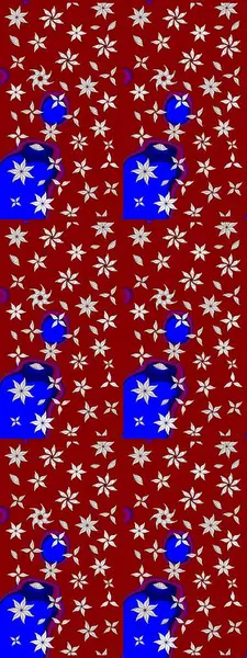 Kırmızı renkte bitkilerden oluşan parlak çiçekli çizim deseni.