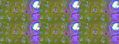 Çiçeksel çizim kalıbının yansıması. Vadinin yeşil renkli çiçekleri.