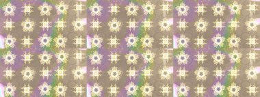 Bej renkli çiçekler. Raster illüstrasyonu. El çizimi çiçekli soyut çizim deseni.