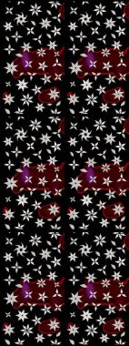 Yumuşak, bahar çiçekleri siyah ve kahverengi renklerde. Raster illüstrasyonu. Çiçek ve yapraklı karalama şeklinde Raster çiçek deseni.