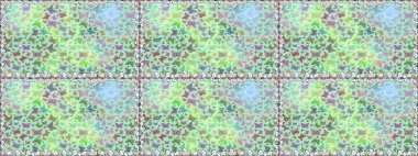 Tarafsız ve yeşil renkli bir resim. Kağıt, kumaş ve ambalaj için uygun. Raster çiçekli, kelebekli kusursuz desen..