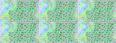 Raster illüstrasyonu. Çizim, karalama, karalama. Mavi ve nötr arka planda güzel, pürüzsüz kelebek örtüsü. Bahar Kelebeği teması. Sonsuz. Giysi kumaşı için böcek kumaşı parçası tekrarlanıyor.