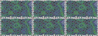 Mavi ve yeşil arka planda kelebek deseni var. Raster illüstrasyonu. Kumaş, kağıt, ambalaj kağıdı ve duvar kağıdı tasarımı için sevimli bir arkaplan.