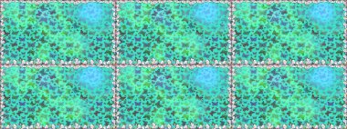 Raster. Kağıt, kumaş, ambalaj kağıdı ve duvar kâğıdı tasarımı için hoş bir arkaplan. Çocuk kelebeklerin pürüzsüz deseni. Mavi ve yeşil renkte sanat kelebekleri.