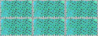 Mavi ve yeşil renkleri yakından izle. Sanat retro seramik seramik tasarım tarzında serbest ve doğrusal el çizimi logo. Yumuşak mavi ve yeşil arkaplanda yalıtılmış şirin yaban sinekleri..