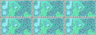 Raster. Kağıt, kumaş, ambalaj kağıdı ve duvar kâğıdı tasarımı için hoş bir arkaplan. Mavi ve yeşil renkli sanat kelebekleri. Çocuklar kelebeksiz desen.