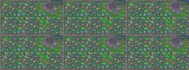 Raster illüstrasyonu. Doğa kelebeği temasını mavi ve yeşil renklerle tekrarlıyor. Korunmak için vahşi yaşam böcekleri için arka plan. Güzel, pürüzsüz kelebek yinelemeli dokusu kontrastlı arka katmanda izole edilmiş..