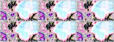 Renkli Bahar Temalı Kusursuz Arkaplan. Kusursuz desenli, modaya uygun kumaş deseni. Şirin çiçek elementleri. Raster illüstrasyonu. Düz Çiçek Elementleri Tasarımı.