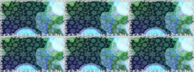 Çiçek kompozisyonu, el boyası, hassas şablon. Üst manzara, yumuşak stil. Sevgililer günü ve tebrik kartı konsepti için şık bir davetiye. Mavi ve yeşil renkte manzaralı çiçek deseni.