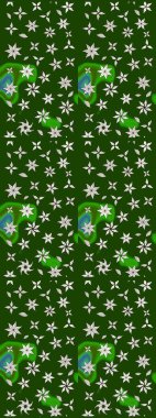 Miles Fleur, süslü püslü bir süs. Tomurcukları papatya çiçekleri olan sevimli bir çiçek deseni. Raster illüstrasyonu. Eski usul. Eskiz geçmişi. Kumaş, tekstil ve duvar kağıdı baskısı için..