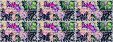 Tarafsız ve mavi renklerde çiçek desenleri, el yapımı papatyalar, papatyalar. Tekrarlayan çiçek arkaplanı, zarif nötr ve mavi çiçek duvar kağıdı.