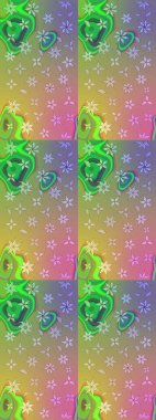 Düz Çiçek Elementleri Tasarımı. Raster illüstrasyonu. Taslak desenli, modaya uygun kumaş deseni. Şirin çiçek elementleri. Renkli Bahar Teması çizim şablonu.