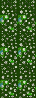 Miles Fleur, süslü püslü bir süs. Tomurcukları papatya çiçekleri olan sevimli bir çiçek deseni. Raster illüstrasyonu. Eski usul. Eskiz geçmişi. Kumaş, tekstil ve duvar kağıdı baskısı için..