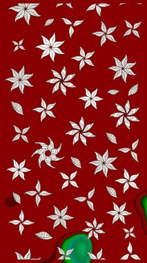 Çiçek desenli eskiz. Gömlek baskısı için çiçek boyası. Kırmızı renkte çiçekler.