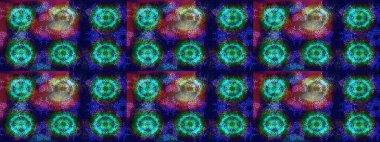 Raster illüstrasyonu. Mavi, yeşil ve gri renkte kristal kar taneleri.