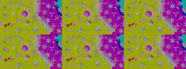 Düz Çiçek Elementleri Tasarımı. Çiçek deseni. Chichi 'nin kumaş kalıbını çiz. Raster illüstrasyonu. Renkli Bahar Teması çizim şablonu.