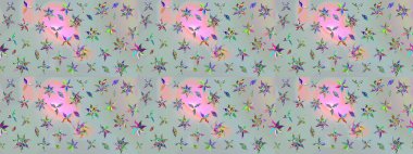 Çiçek kompozisyonu. Çiçek kolajı. - Gri çiçekler. Çiçek arkaplan. Küçük çiçekte güzel bir desen var. Doğa. Raster deseni.