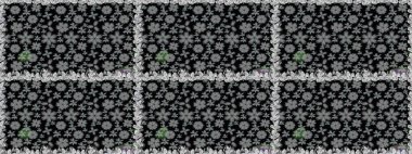 Gri ve siyah renkli çiçekler. Tropik, dikişsiz çiçek deseni. Raster illüstrasyonu.