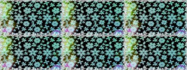 Renkli Yaz Temalı Kusursuz Arkaplan. Düz Çiçek Elementleri Tasarımı. Raster Illustrasyon 'da moda olmayan çiçek deseni. Siyah ve mavi renkte çiçekler.