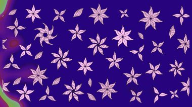 El yapımı çiçek ve bitki koleksiyonu. Robot resim tarzı mavi renkler. Raster illüstrasyonu. Şirin karalamalı çiçek desenli çizim. Raster illüstrasyonu.