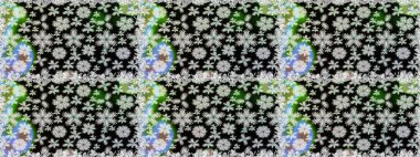 Raster illüstrasyonunda kusursuz çiçek deseni. Siyah ve gri renkte çiçekler.