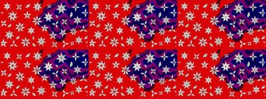 Kırmızı ve mavi renkte yaprakları olan yabani çiçekler. Eskiz arkaplan modeli. Suluboya, elle çizilmiş. Raster illüstrasyonu.