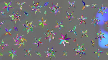 Gri renkli çiçekler. Renkli Bahar Teması eskiz kalıbı. Düz Çiçek Elementleri Tasarımı. Sevimli çiçek raster deseni.