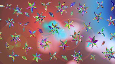 Raster deseni. Bahar çiçekleriyle desen dalla, kahverengi renklerle çiçek siluetiyle.