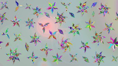 Gri renkli Asya tekstili. Çiçek desenli çizim. Raster illüstrasyonu.