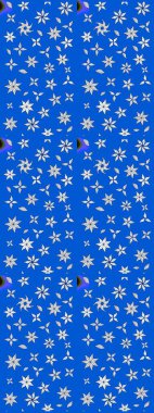 Renkli Bahar Teması eskiz kalıbı. Düz Çiçek Elementleri Tasarımı. Raster Modaya uygun kumaş deseni. Mavi renkli şirin çiçek deseni.