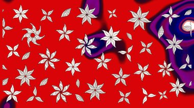 Çiçeksel fantezi tasarımı ve parlak bir arka plan çizimi. Düz Çiçek Elementleri Tasarımı. Renkli Bahar Teması çizim şablonu.