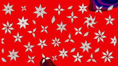 Kırmızı renkte çiçekler. Düz Çiçek Elementleri Tasarımı. Renkli Bahar Teması eskiz kalıbı. Raster illüstrasyonunda çiçek deseni çizimi.