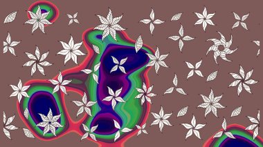 Modern, kahverengi raster arka plan duvar kâğıdı illüstrasyonu, klasik çizgili, desenli desenli çiçekler, çiçekli süsler. Çiçekli el çizimi çizimi deseni.