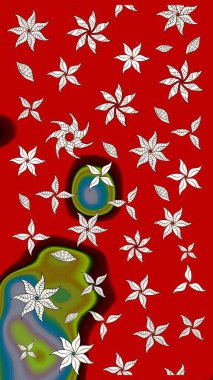 Küçük çiçekte hoş bir çiçek deseni var. Parlak çiçekli kırmızı renkler üzerinde soyut çizim deseni. Çiçek elementli zarif raster dokusu..