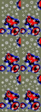 Varicologreen Raster çizimi. Küçük çiçekteki sevimli çiçek deseni. Birçok yeşil soyut çiçekli tropikal çizim deseni.