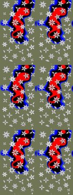 Yeşil renkli etnik çiçeklerle süslenmiş zarif bir eskiz şekli. Raster Çiçek İllüstrasyonu güzel tekstil..