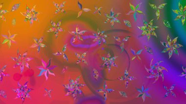 Mor renkli çiçekler. Raster düz çiçek çizim deseni. Tasarım hediye paketi, tebrik kartları, posterler ve afiş tasarımı.