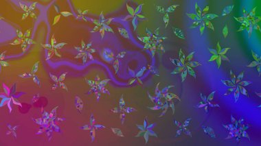 Kahverengi renkli çiçekler. Düz Çiçek Elementleri Tasarımı. Sevimli çiçek raster deseni. Renkli Bahar Teması çizim şablonu.