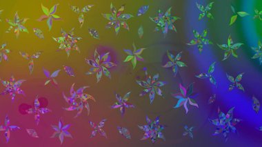 Raster Floral Illustration, Asyalı tekstil. Kahverengi renkli etnik çiçeklerle zarif bir eskiz deseni..