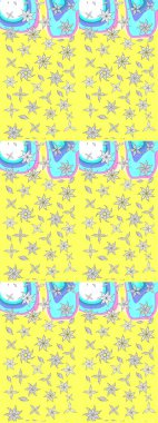 Çiçekli karalama şeklinde Raster çiçek deseni. Sarı renkli çiçekler. Nazik, narin çiçek arkaplanı.