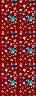 Düz Çiçek Elementleri Tasarımı. Raster Illustrasyon 'daki Çiçek Deseni' nin son moda çizimi. Kırmızı renkte çiçekler. Renkli Yaz Teması çizim şablonu.