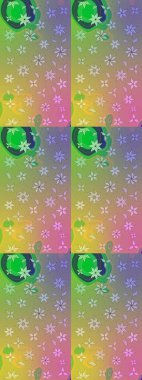 Raster illüstrasyonu. Tarafsız renklerde çiçekler. Çiçek desenli çizim. Asya tekstil tarzında. Raster illüstrasyonu.