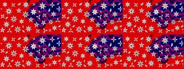 Kırmızı ve mavi renkte yaprakları olan yabani çiçekler. Eskiz arkaplan modeli. Suluboya, elle çizilmiş. Raster illüstrasyonu.