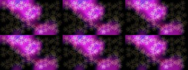 Renkli arka planda izole tatlı kar taneleri. Raster illüstrasyonu. Yuvarlak raster kar tanesi. Soyut kış siyah, mor ve mor süslemeleri. Güzel kar tanesi..