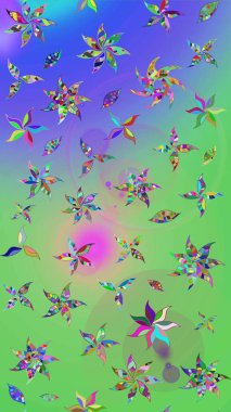 Yumuşak, yaz çiçekli arka plan. Yeşil ve mavi renkte çiçekler. Raster çiçek desenli ve çiçekli..