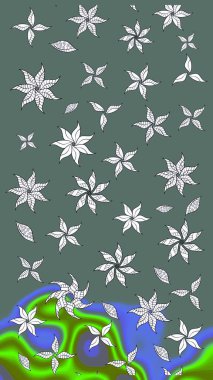 Çiçek deseni. Raster güzel kumaş deseni çiziyor. Düz Çiçek Elementleri Tasarımı. Renkli Bahar Teması çizim şablonu.