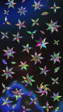 Gri ve mavi renkte zarif çiçekli suluboya. Renkli Bahar Teması eskiz kalıbı. Düz Çiçek Elementleri Tasarımı. Raster illüstrasyonu.