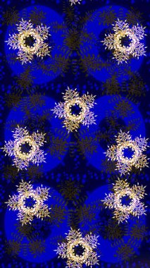 Raster illüstrasyonu. Düz Çiçek Elementleri Tasarımı. Mavi ve siyah renkte çiçekler. Asya tekstil tarzında. Çiçek desenli çizim. Renkli Bahar Teması çizim şablonu.