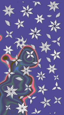 Mor ve mavi renkli şirin tekstil tarzında. Çiçek arkaplan. Renkli çizim kalıbı. Çiçek duvar kâğıdı. Raster illüstrasyonu.